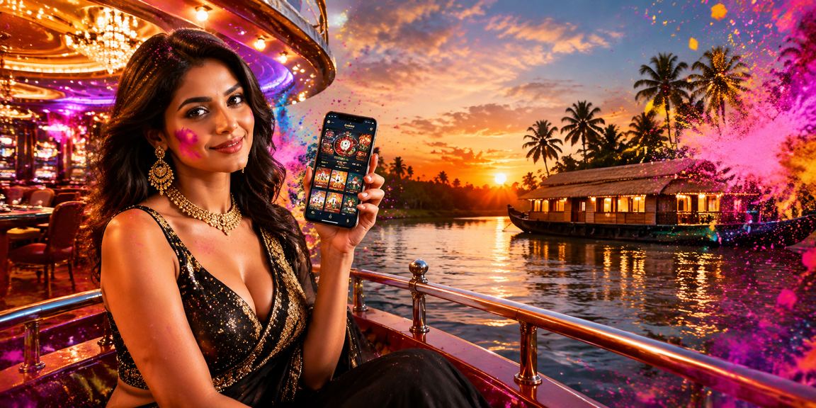 Kerala mobile user enjoying sports betting app during Holi festival