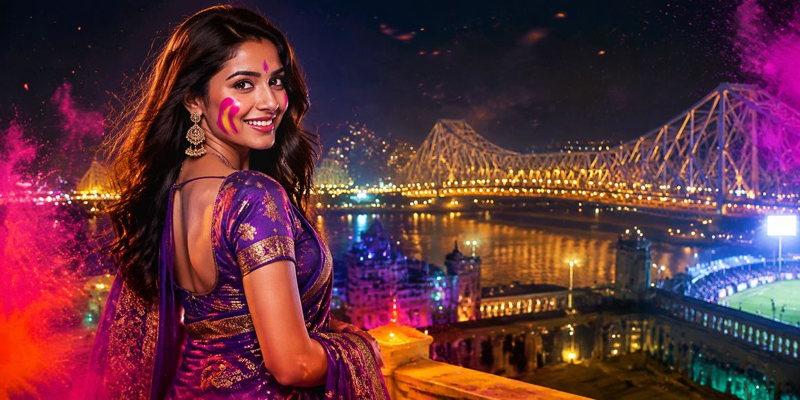 Kolkata Howrah bridge with Holi festival casino promotions in app
